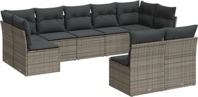 vidaXL 9 részes szürke polyrattan kerti ülőgarnitúra párnákkal