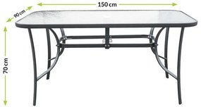 L150 Négyszögletes kerti asztal