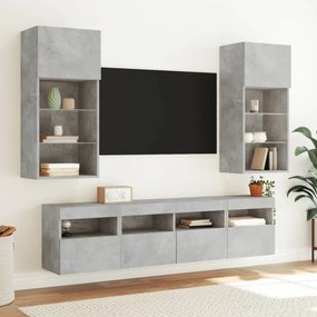 betonszürke falra szerelhető TV-szekrény LED-del 40x30x40 cm