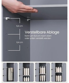 Fürdőszobai szekrény, komód, 3 fiókkal, Állítható polc, 30 x 60 x 81 cm, szürke