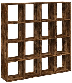 füstös tölgy színű szerelt fa könyvszekrény 137,5x29x137,5 cm