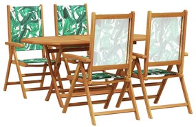 vidaXL Kert étkező szett 5 pcs Levél mintázat Tömör Akácfa