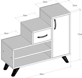 Cipősszekrény RETRO 77x90 cm bézs/fehér