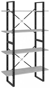 négyszintes betonszürke szerelt fa könyvszekrény 80x30x140 cm