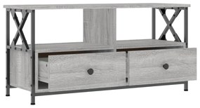 szürke sonoma színű szerelt fa és vas TV-szekrény 90x33x45 cm