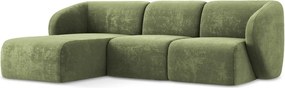 Zöld zsenília sarokkanapé (bal oldali-heverő résszel) Lani – Makamii
