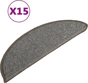 vidaXL 15 db szürke félkör alakú lépcsőszőnyeg 56 x 17 x 3 cm