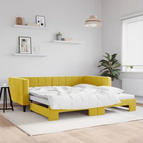 sárga kihúzható bársonyheverő 100 x 200 cm