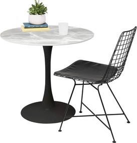 Étkezőasztal, szürke márvány/fekete, átmérő 90 cm, LORIAN TYP 1