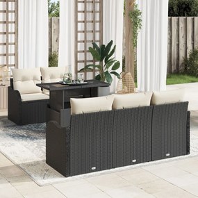 Kerti Kanapé Szett 6 pcs Fekete 100 x 55 x 73 cm Poli rattan