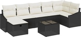 vidaXL Kanapé Szett párnával tárolóval 8 pcs Fekete polirattan