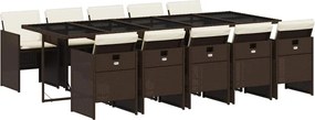 vidaXL 11 részes barna polyrattan kerti ülőgarnitúra párnákkal