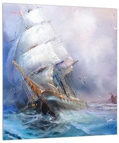 Hajó a viharos tengeren (30x30 cm)