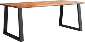 vidaXL tömör akácfa étkezőasztal természetes éllel 200 x 90 x 75 cm