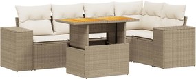 vidaXL 6 részes bézs polyrattan kerti ülőgarnitúra párnával