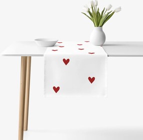 Goldea pamut asztali futó - piros szívecskék, fehér alapon 20x140 cm