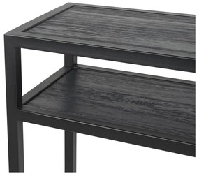 Fekete konzolasztal tölgyfa asztallappal 30x120 cm Daniël – Spinder Design