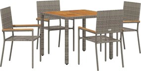 vidaXL Kert étkező szett 5 pcs Szürke polirattan