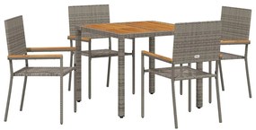 vidaXL Kert étkező szett 5 pcs Szürke polirattan