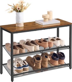 VASAGLE cipőtartó állvány 8x75x53cm, barna–tintafekete