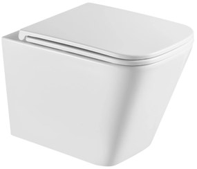 Invena Florina, falra szerelhető wc csésze Swirlflush 495x365x370 mm + wc ülőke lassan záródó, fehér, INV-CE-94-001-L