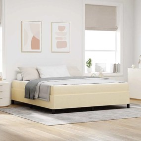 Boxrugós ágy Krém és fekete 180 x 200 cm Textil és mérnöki fa
