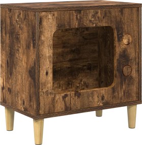 vidaXL Macska Ház Füstölt tölgy 51 x 30 x 52 cm Faanyag