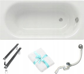 Téglalap alakú akril kád Cersanit Octavia 150x70 lábszifon törölköző