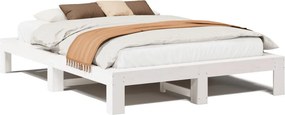 vidaXL fehér tömör fenyőfa ágy matrac nélkül 140 x 200 cm
