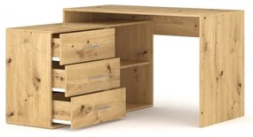 Íróasztal fiókokkal és választható jobb/bal sarokkal JULES, artisan tölgy