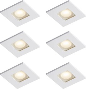 6 darabos modern, süllyesztett, négyszögletes, fehér színű IP44-es spotlámpa szett - Qure