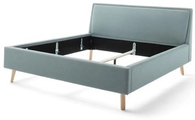 Kék-szürke kárpitozott franciaágy ágyrács nélkül 180x200 cm Frieda – Meise Möbel