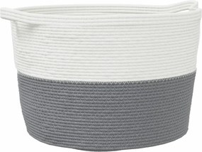 vidaXL szürke-fehér pamut szennyeskosár Ø60 x 36 cm