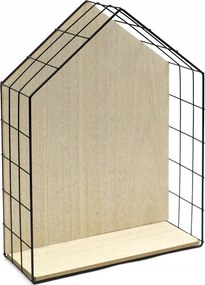 Fém Polc Fekete Barna 40x30x12cm Loft