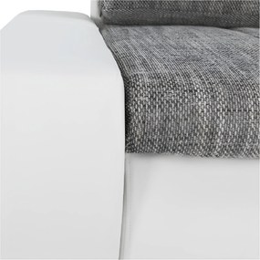 Ülőgarnitúra, műbőr fehér/szövet szürke melír, TONIKS