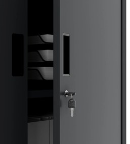 Fém iratszekrény széffel és fiókokkal FILIP II, 900 x 1850 x 400 mm, szürke