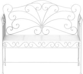 Outsunny 2-Fős Kültéri Pad, Romantikus Stílusú Kerti Pad Vas 113.5 x 50 x 96cm Fehér | Aosom