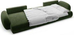 Zöld bársony kinyitható-tárolóhelyes (U alakú) sarokkanapé Tonale – Cosmopolitan Design