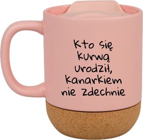 Rózsaszín Bögre Fedéllel És Parafa Aljjal Ajándék Aki K****