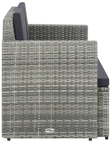 Szürke kétszemélyes polyrattan kerti kanapé párnákkal