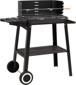 vidaXL fekete acél faszenes BBQ grillező kerekekkel