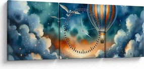 Kép - Repülés az éjjeli ég alatt (órával) (90x30 cm)