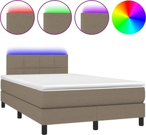 vidaXL tópszínű szövet rugós és LED-es ágy matraccal 120 x 200 cm