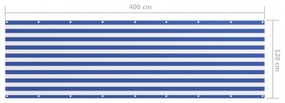 fehér és kék oxford-szövet erkélyparaván 120 x 400 cm