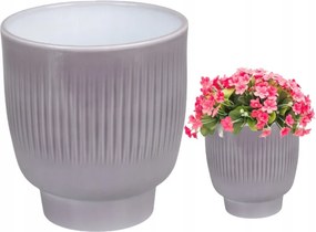 Szürke kerámia kaspó 14,7 x 13,5 cm, elegáns, kerek talpon