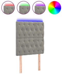 világosszürke bársony LED-es fejtámla 80x7x118/128 cm