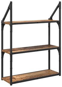 vidaXL Falpolc polcokkal tárolóval Öreg fa 60 x 21 x 78,5 cm Faanyag