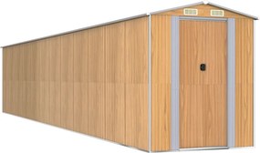 vidaXL világosbarna horganyzott acél kerti fészer 192x1021x223 cm