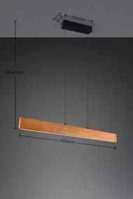 Natúr színű LED függőlámpa fa búrával Edgewood – Trio