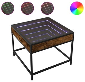 füstös tölgy végtelen hatású LED-es dohányzóasztal 50x50x41 cm